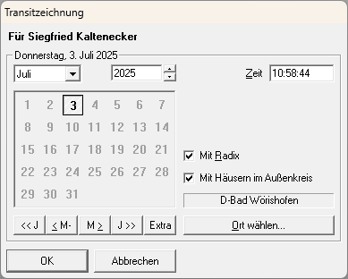 Dateneingabe für Transithoroskop